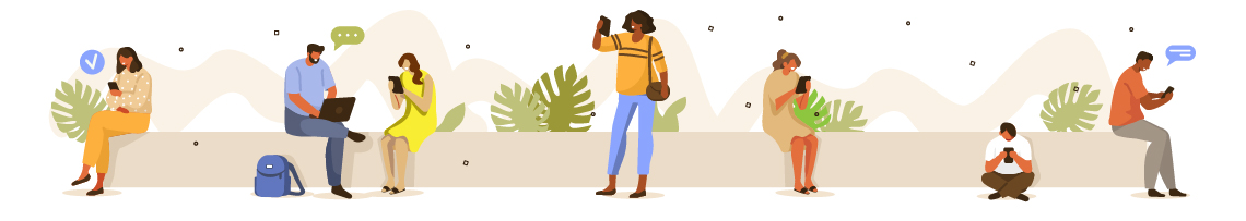 artistic drawing of people with smartphones